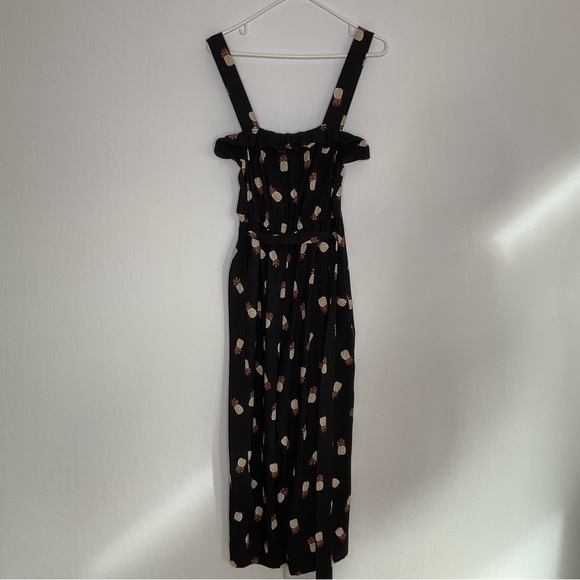 Kate Spade Black Pineapple Print Jumpsuit Black Size 8 - Picture 3 of 10